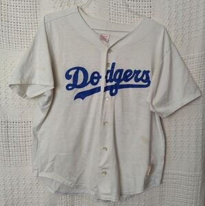 Vintage Rawlings Los Angeles Dodgers Blank Jersey Adult X Large White USA Made